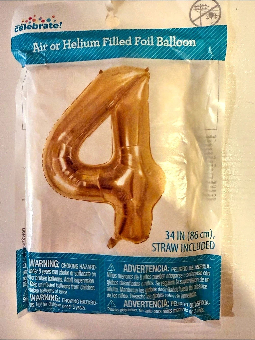 Celebrate It! 34 in #4 Balloon! Gold Foil Balloon NWT